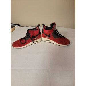 Nike Air Max 90 Mid Sneakers Men's Red Black Lace-Up Casual High Top Athletic 8